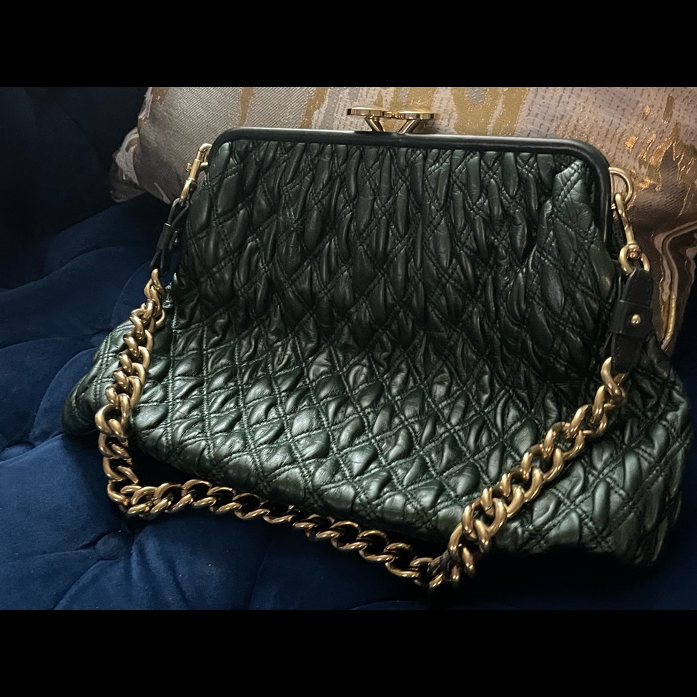 Marc Jacobs Calfskin Quilted Stam Emerald Green
